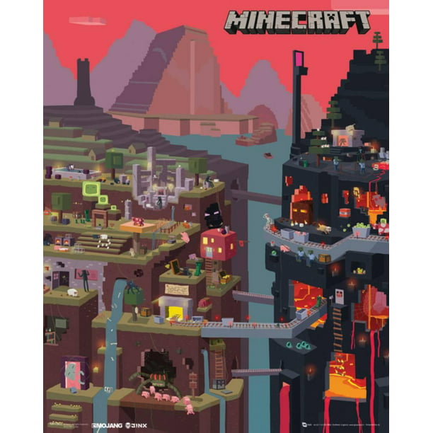 Minecraft World Video Game Gamer Poster Print 16x20 Beyond the Wall 